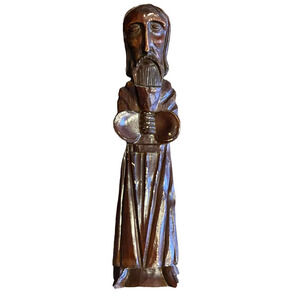 Antique Carved Saint by Baron Creation Hand Finished Statue Durastone  14"